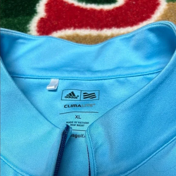 Adidas Golf Men's 3-Stripe Midweight 1/4-Zip Layering Blue Pullover - Picture 4 of 5